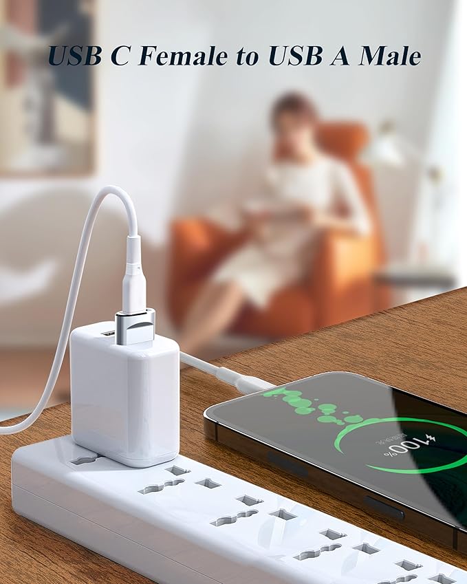 USB to USB C Adapter 4 Pack,USB C Female to A Male Charger Type C Converter for Apple Watch Ultra iWatch 7 8 SE,iPhone 14 13 12 15 Pro Plus Max Mini,AirPods,iPad Air,Samsung Galaxy S23 S22