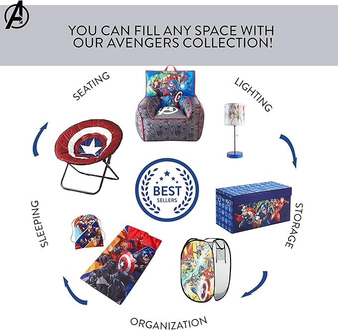 Idea Nuova Marvel Avengers Collapsible Children’s Toy Storage Trunk, Durable with Lid