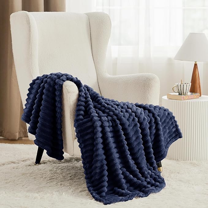 Bedsure GentleSoft Blue Fleece Blanket for Couch - Cozy Soft Blankets for Women, Cute Small Throws for Girls, 50x70 Inches