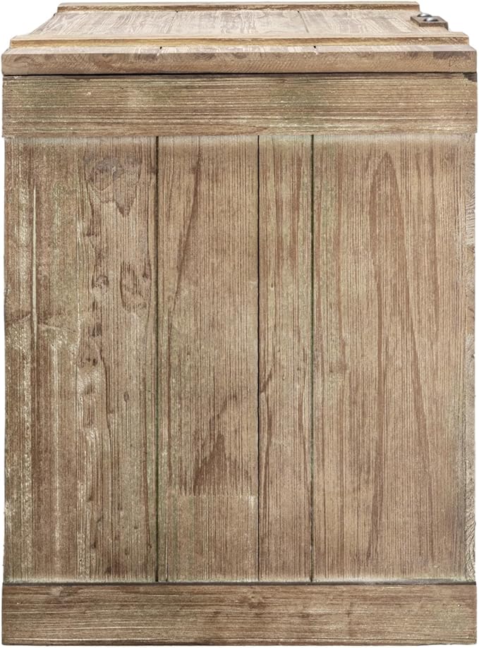 Household Essentials Antiqued Decorative Trunk, Large, Chinese Fir Panel and MDF, Smooth Backing and Metal Hinge Accent, Flat Top and Stay-Open Lid
