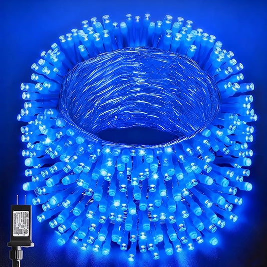 66Ft 200LED Blue Christmas Lights Plug in,Connectable Christmas Tree Lights,8 Modes String Lights Indoor Outdoor for Halloween Tree Party Bedroom Garden Decor (Clear Wire)