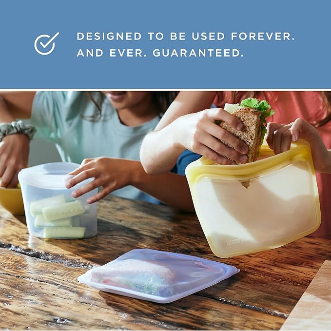 Stasher Premium Silicone Reusable Food Storage Snack Bag, Aqua, Microwave, Sous Vide, Dishwasher, Oven and Freezer Safe, BPA Free, Leak-free, Eco-friendly, 12 Oz
