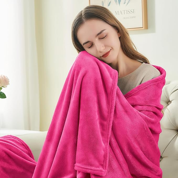 BEDELITE Fleece Blanket Hot Pink Throw Blanket for Couch & Bed, Luxury Plush Cozy Fuzzy Blanket 50" x 70", Super Soft Warm Lightweight Fall Throw Blanket for Travel Camping