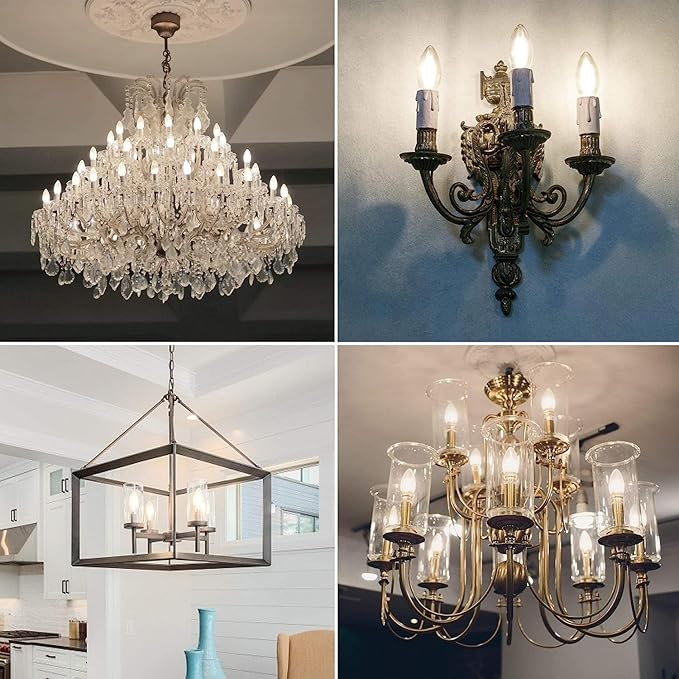 Cotanic Dimmable E12 LED Candelabra Bulb 4000K Daylight, Ceiling Fan Light Bulbs Small Base,60W Equivalent,Type B Bulb for Chandelier,Vintage B11 LED Candle Shape with Clear Glass,600LM,12 Pack