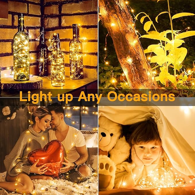 12 Pack Fairy Lights Battery Operated 7ft 20 LED Mini String Lights Twinkle Lights Silver Wire Firefly Starry Lights for Mason Jars Wedding Party Christmas Centerpiece Table Decorations, Warm White