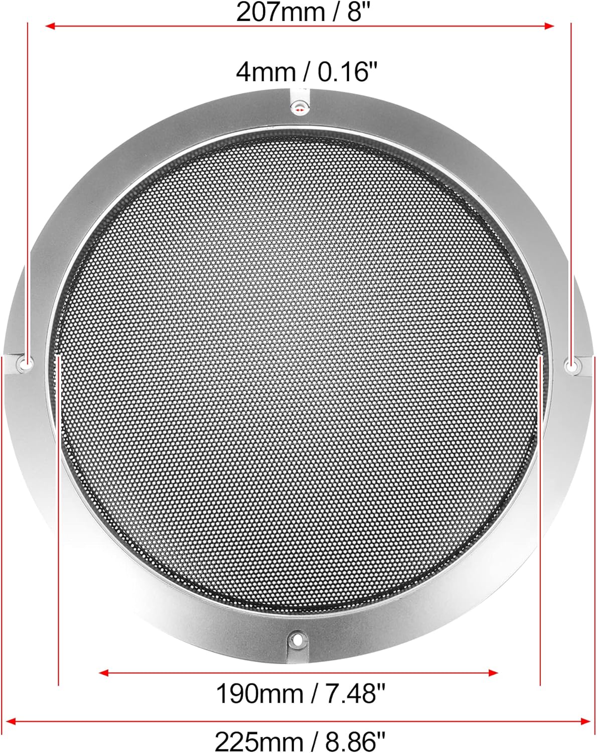 X AUTOHAUX 8" Round Speaker Grille Cover Mesh Trim, Silver Tone Subwoofer Grille Horn Protective Guard for Car Stereo