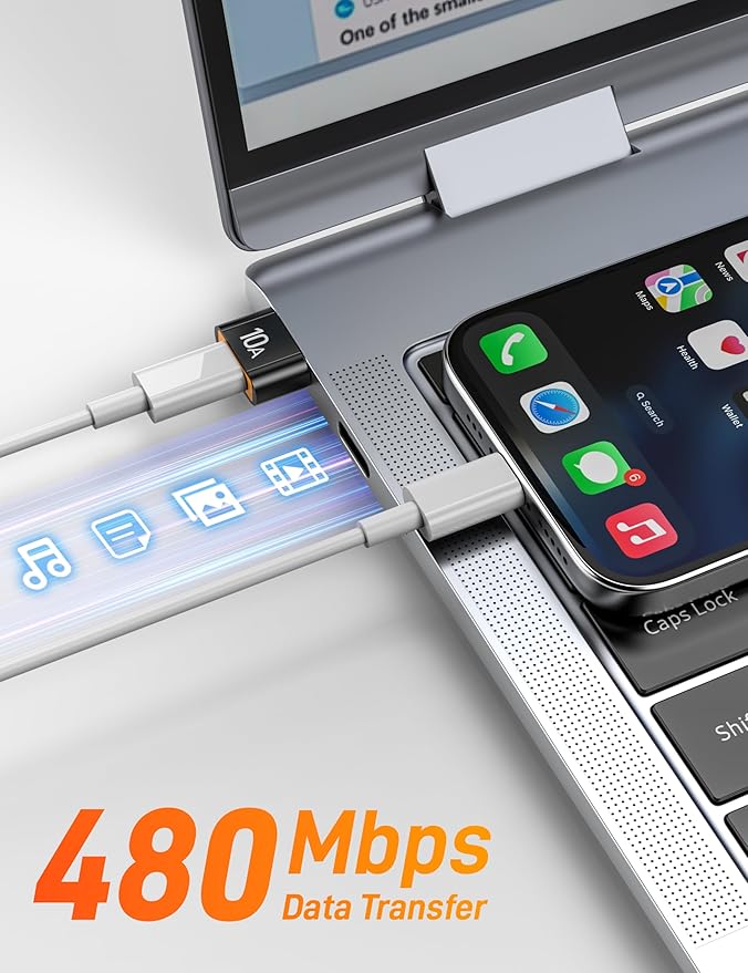 USB to USB C Adapter(10 Pack), Type C Female to USBA Male Block Converter for MacBook, Notebook, Tablet, Smartphone, Airpods, Galaxy S23 S24 A34, iPad 10 Air 4 5.