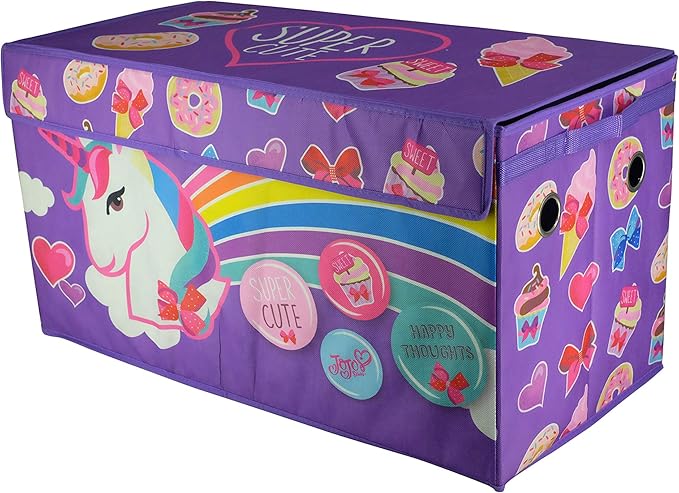 Idea Nuova JoJo Siwa Collapsible Children’s Toy Storage Trunk, Durable with Lid, Purple