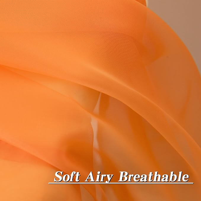 HUTO Orange 108 Sheer Curtains for Bedroom Rod Pocket Sheer Voile Window Curtains for Living Room Party Decor 52 by 108 Inches Long Set of 2 Panels
