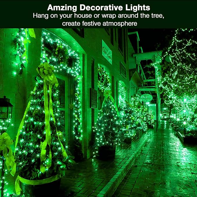 BrizLabs Christmas Lights, 69.6ft 300 Count Green String Lights, Connectable Incandescent Mini Light, 120V UL Certified Light String for Xmas Tree Indoor Outdoor St. Patrick's Day Party Decor