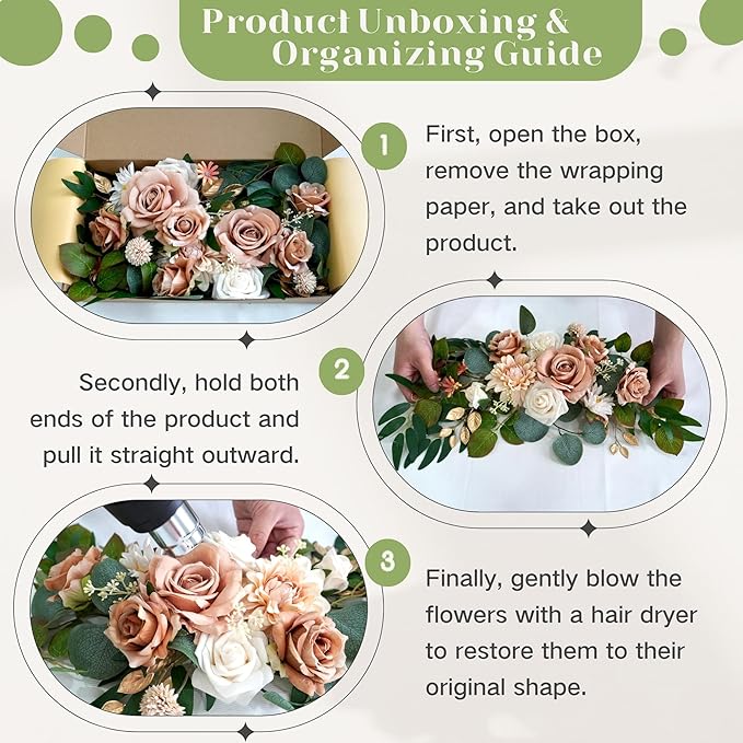 Flrunwu(Pack of 2 Artificial Flowers Decorations,Centerpieces for Wedding Reception Backdrop Decoration, Floral Decor Wall Home Entryway OutdoorDecorations (Terracotta)
