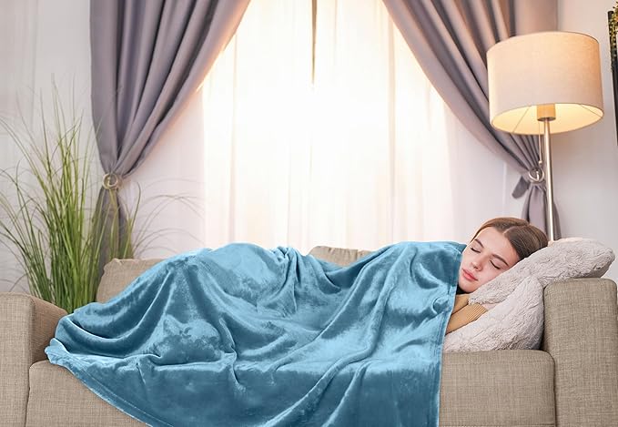 Utopia Bedding Fleece Blanket Throw Size Washed Blue 300GSM Luxury Anti-Static Fuzzy Soft Microfiber Blanket for Couch, Sofa and Bed (60x50 Inch)