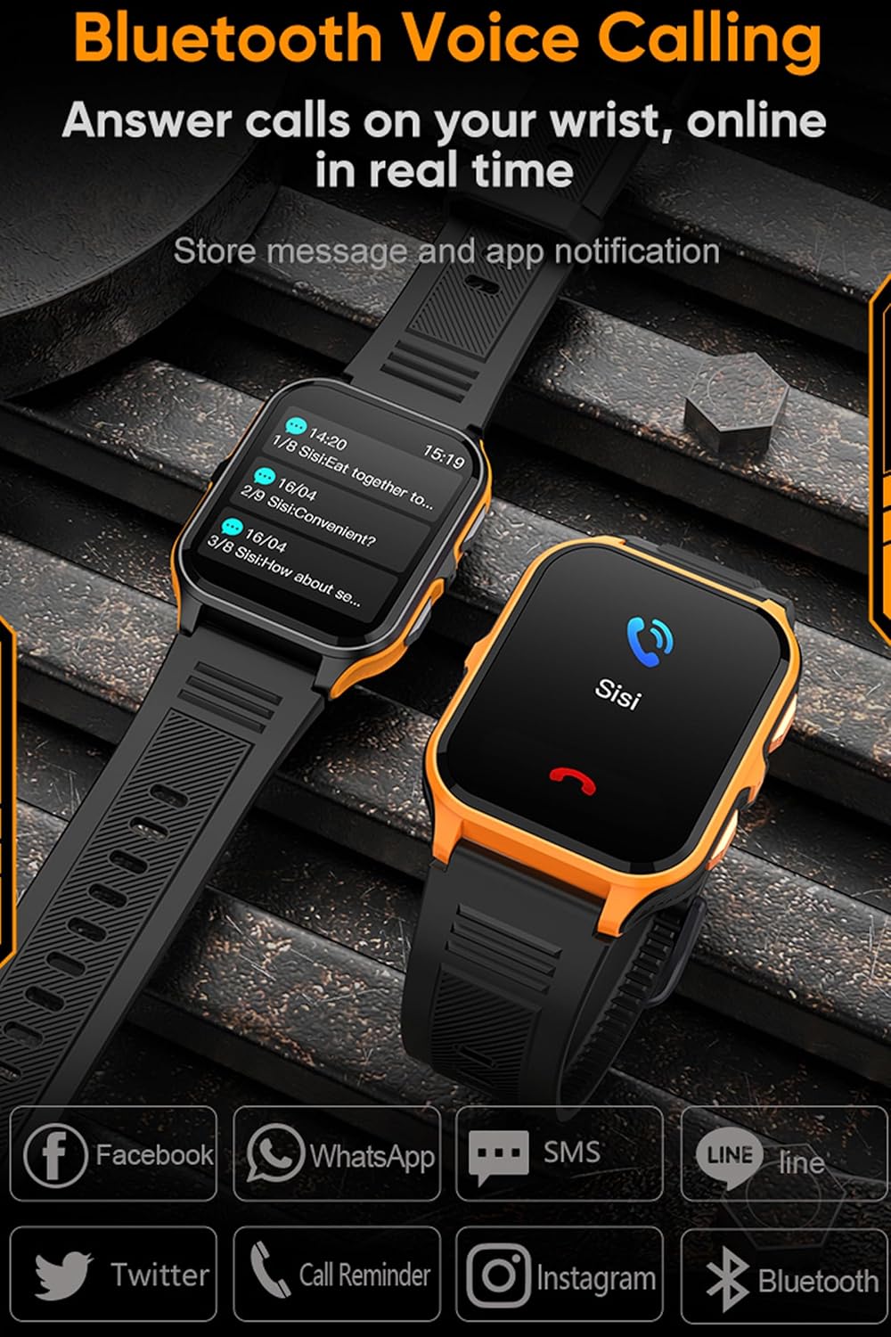 Yihou Rugged Military Smart Watch for Men, 1.83" Outdoor Running Smartwatch with Answer/Make Call, 100 Sport Modes