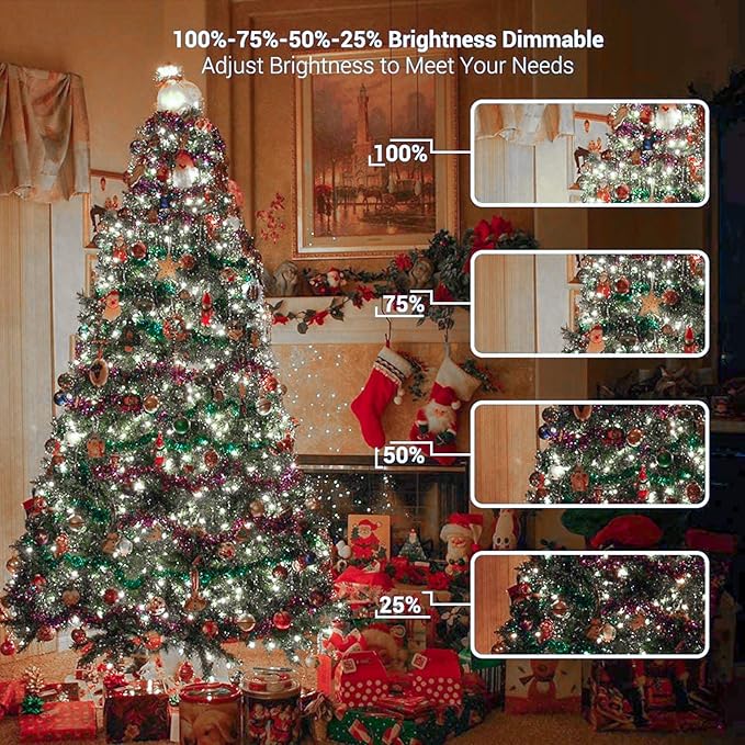Brizled Color Changing Christmas Lights, 65.67ft 200 LED Dual Color Christmas Tree Lights with Remote, Cool White & Multicolor 11 Function Xmas String Light Indoor Outdoor for Xmas Party Home Wedding