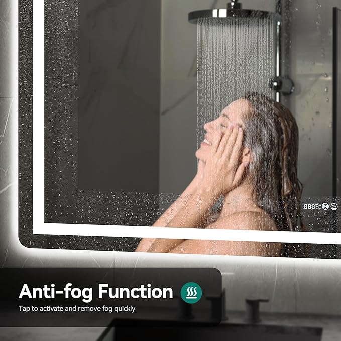 YITAHOME 24 x 32 Inches LED Bathroom Mirror, Front Light and Backlit, Motion Sensor, 10X Magnifying Glass, 3 Colors Dimmable, 5mm Tempered Glass, Anti-Fog, Wall Mounted Mirror-Vertically Only