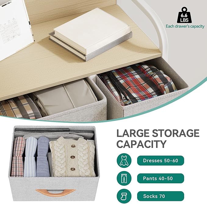 YITAHOME 7 Drawer Dresser, Storage Organizer with Shelves, Fabric Dresser, Chest of Drawers, Living Room, Closets, Sturdy Steel Frame, Wooden Top, Easy Pull Fabric Bins