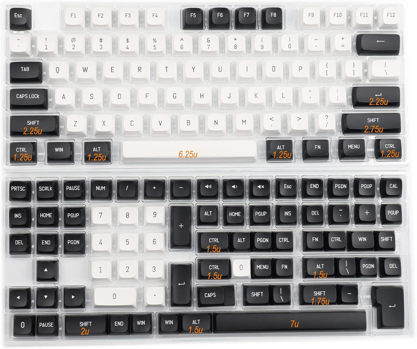 YMDK YSA Ball Shape Double Shot PBT Keycaps for MX Keyboard, 104 87 61 Melody 96 KBD75 ID80 GK64 SP84 (Black White Mix)