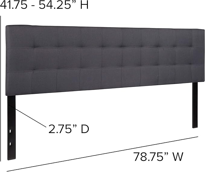 Flash Furniture Bedford Tufted Upholstered King Size Headboard in Dark Gray Fabric