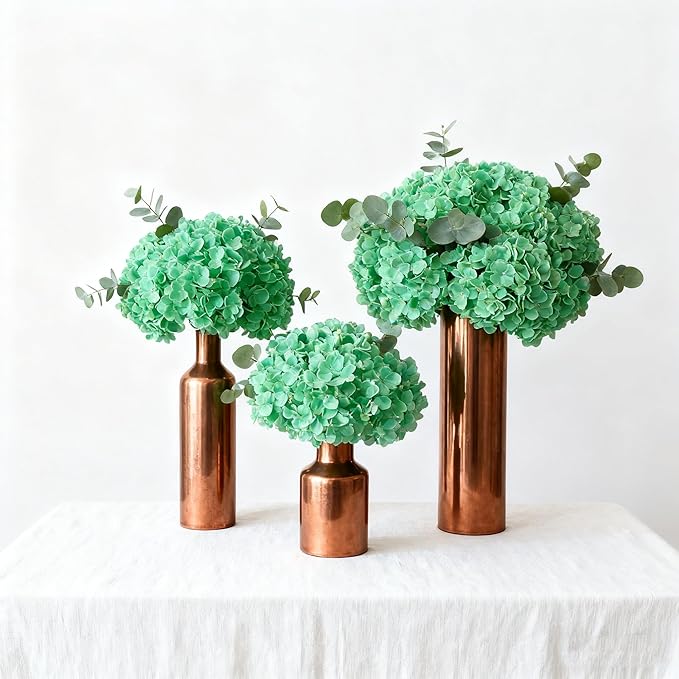 100PCS Artificial Hydrangea Flowers, Fake Flowers Silk Hydrangea Full Flowers Heads with Stems for Wedding Home Party Shop Baby Shower Decor (Peacock Green)
