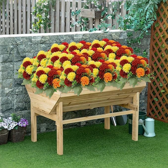 12 Pack with 84 Flower Heads Artificial Chrysanthemum Flowers, Fall Floral Decor for Indoor Outdoor, Porch, Patio, Front Yard, Planters, Thanksgiving