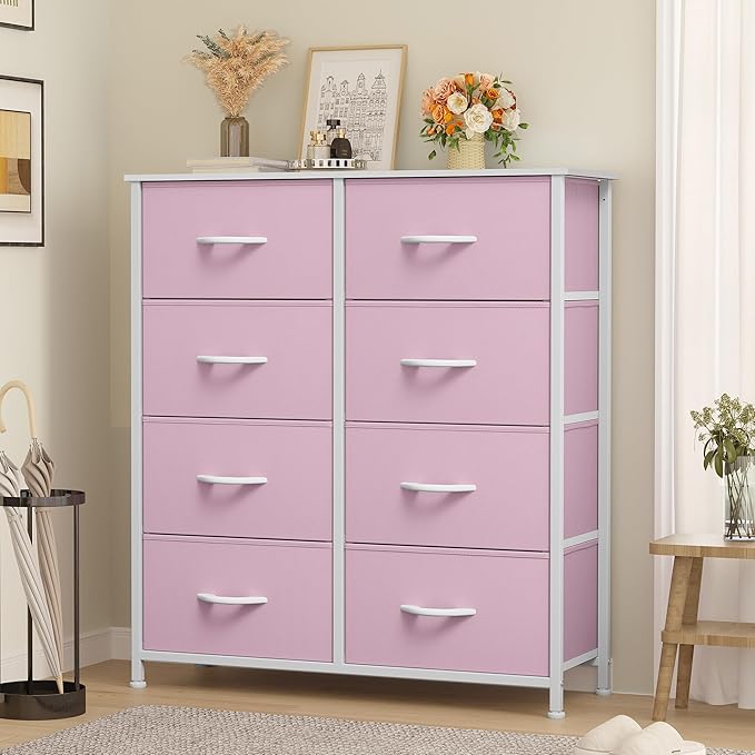 YITAHOME Fabric Dresser for Bedroom, Tall Storage Dresser with 8 Drawers, Black Dresser & Chest of Drawers,