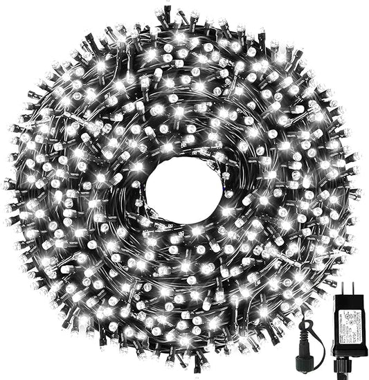105FT 300LEDs Christmas Lights Outdoor Indoor String Lights 8 Modes Memory Function for Christmas Tree Party Decoration, UL Listed (4 Sets CONNECTABLE) White