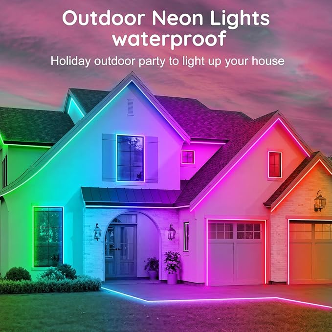 16.4Ft Neon Rope Lights,Flexible Led Rope Lights Control with App/Remote,Multiple Modes Music Sync Gaming RGB Led Neon Lights for Bedroom Outdoor