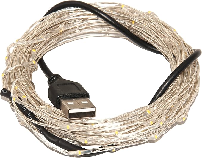 Karlling USB Plug in LED Fairy Lights,100 LED Bulbs 33 Ft Silver Wire Waterproof Starry String Lights for Bedroom Patio Garden Party Wedding Commercial Lighting (White)