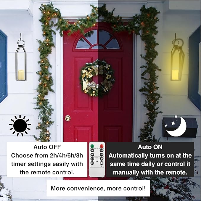 Perfnique Modern Farmhouse Lanterns, Set of 3 Black Metal Lanterns w/ 6hr Timer Flickering Flameless Candles, Decorative for Outdoor Decor, Front Porch, Indoor, Patio, Garden, Fireplace, Christmas