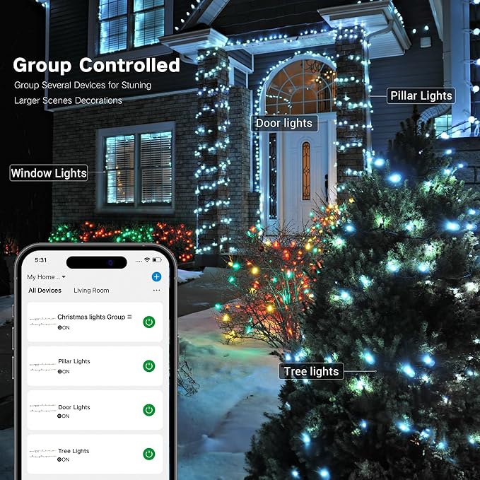 Brizled Smart Christmas Lights, 66ft 200 LED Color Changing Mini Lights, WiFi APP Controlled Xmas Tree Light, Dimmable Christmas Light Work with Alexa Google Home for Indoor Outdoor Year-Round Decor
