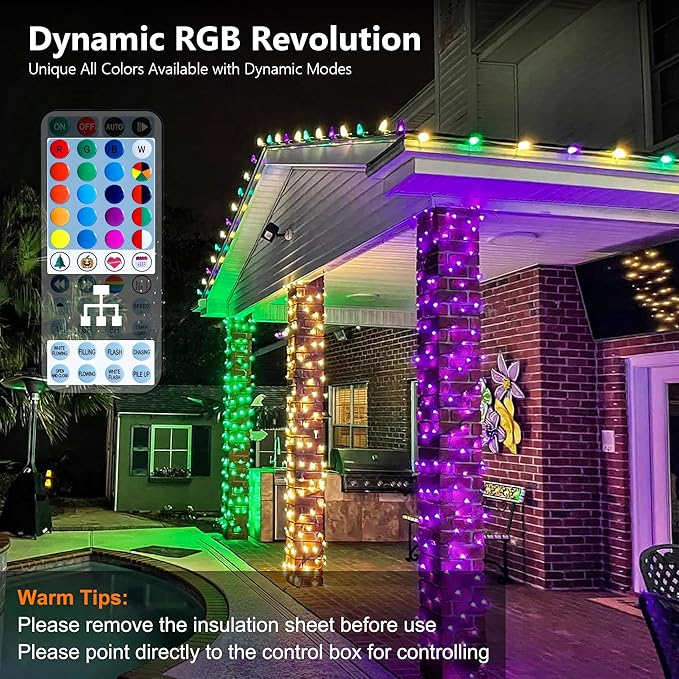 Brizled Color Changing Halloween Lights, 66ft 200 LED RGB Christmas Lights Music Sync, 120+ Modes Remote Dimmable Outdoor Christmas Light, Mini Tree Light Indoor Plugin for Xmas Halloween Party Decor