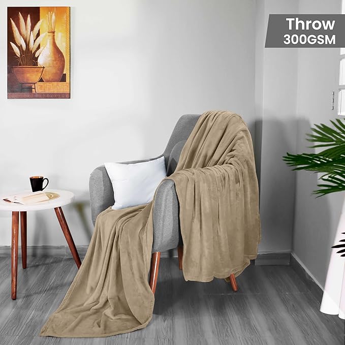 Utopia Bedding Fleece Blanket Throw Size Camel 300GSM Luxury Anti-Static Fuzzy Soft Microfiber Blanket for Couch, Sofa and Bed (60x50 Inch)