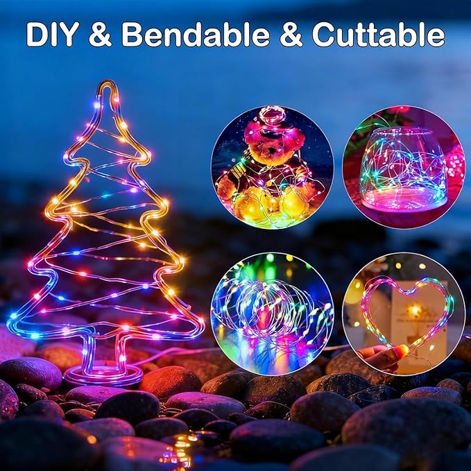 ZNYCYE 50 LED Fairy Lights with Timer, 6 Pack 8.2 Ft 8 Modes Battery Operated String Lights, Multi-Color for DIY Wedding Bedroom Mason Jar Vases Table Party Christmas Decoration