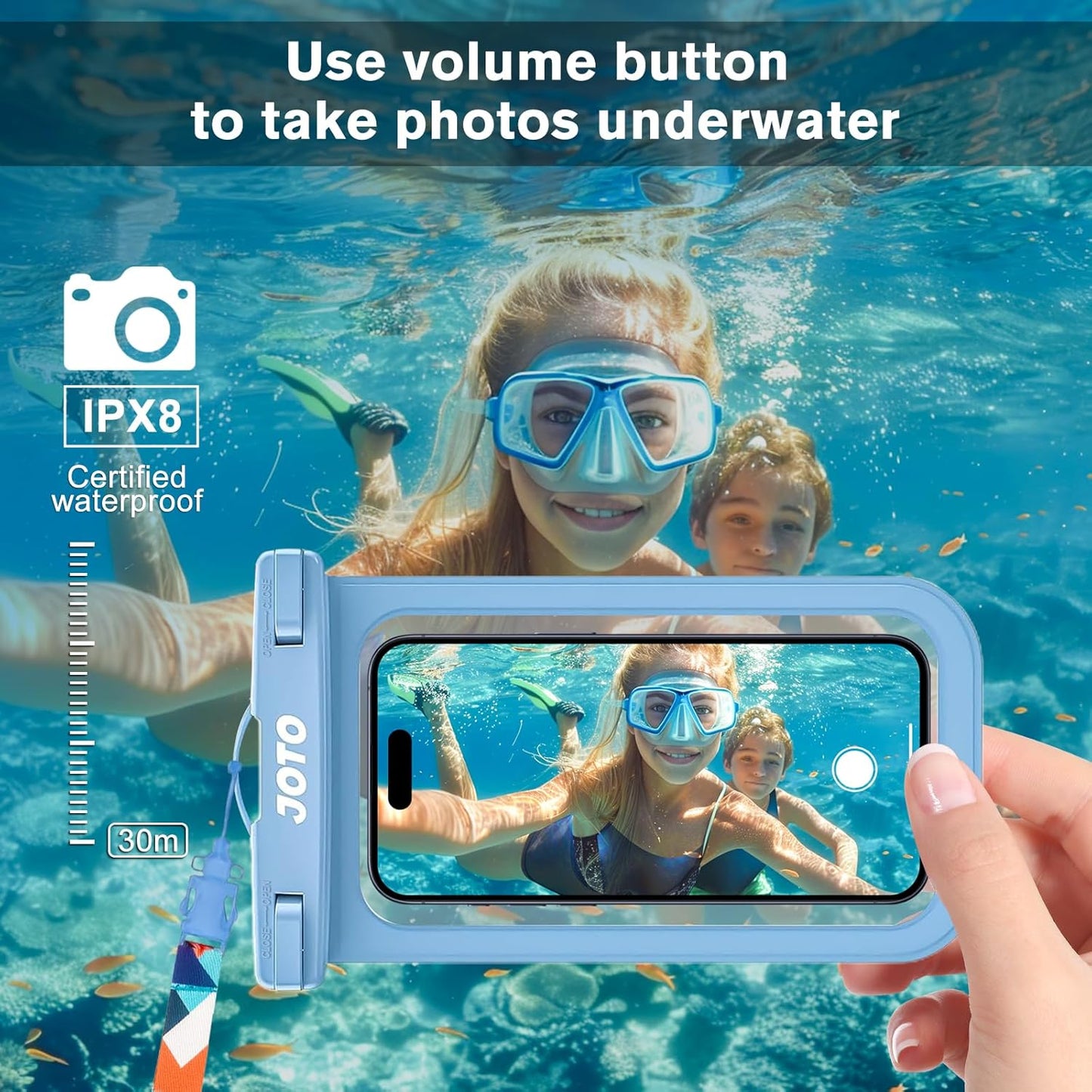 JOTO IPX8 Waterproof Phone Pouch Case, Underwater Dry Bag for iPhone 15 14 13 12 11 Pro Max, Galaxy S24