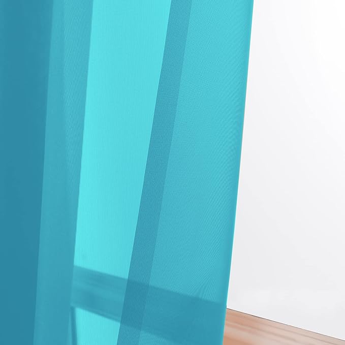 OWENIE Sheer Marine Curtains, Sheer Curtains 84 inch Length 2 Panels Set, Rod Pocket Voile Fimly Sheer Drapes for Living Room/Bedroom, 2pcs, Each 42" W x 84" L