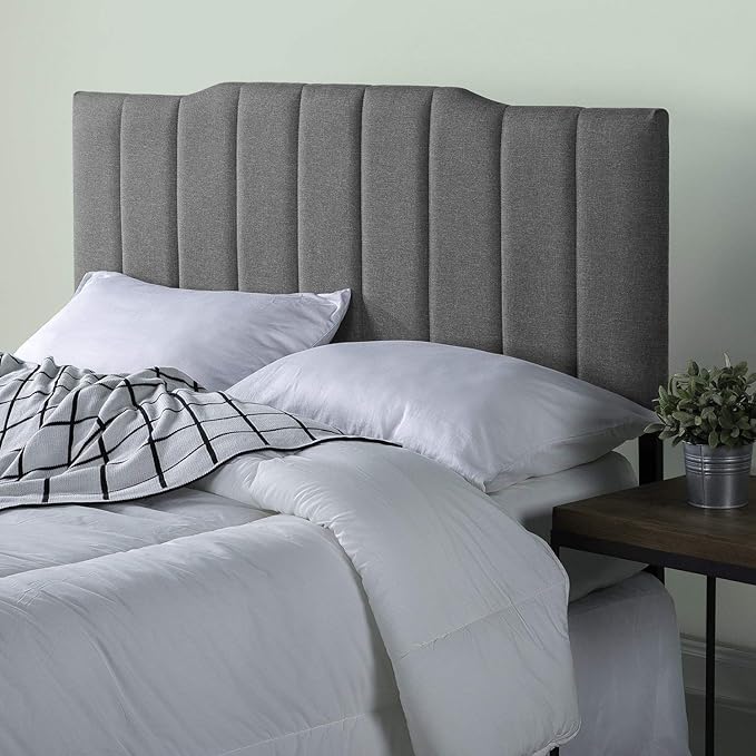 ZINUS Satish Upholstered Headboard, Channel Stitched Upholstery, Easy Assembly, Full, Grey