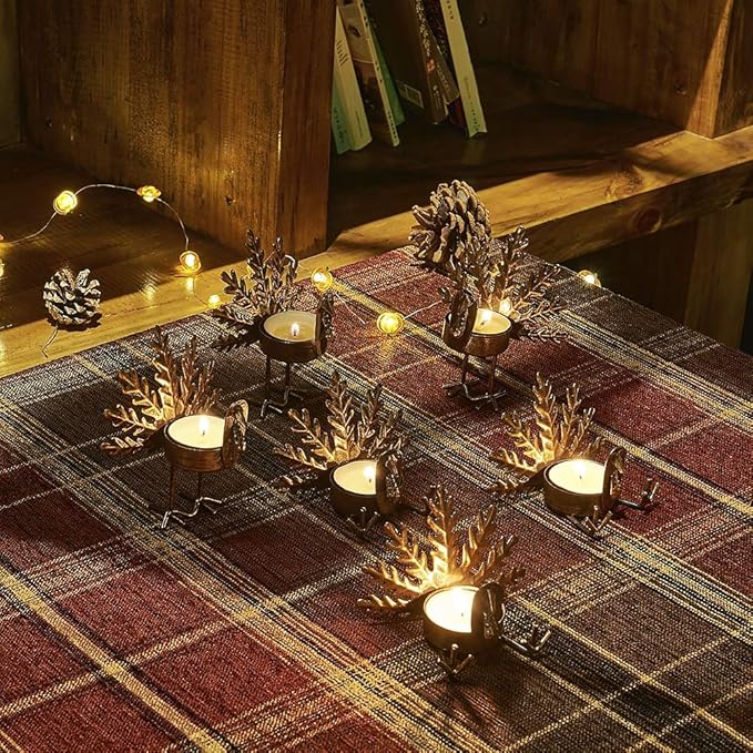 SAND MINE Metal Turkey Tea Light Candle Holders, Thanksgiving Candle Holder, Turkey Candle Holder, Metal Candle Holder, Thanksgiving Home Table Decoration (6)