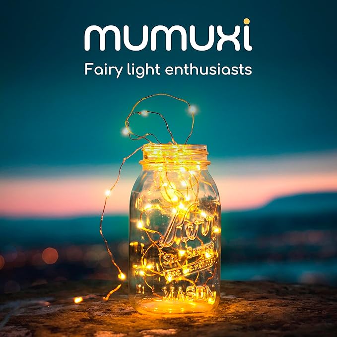 MUMUXI 20 Pack 3.3ft Fairy String Lights Battery Operated, Mini LEDs for Party Wedding Centerpiece Decorations, Crafts, Mason Jar Firefly Lights, Warm White
