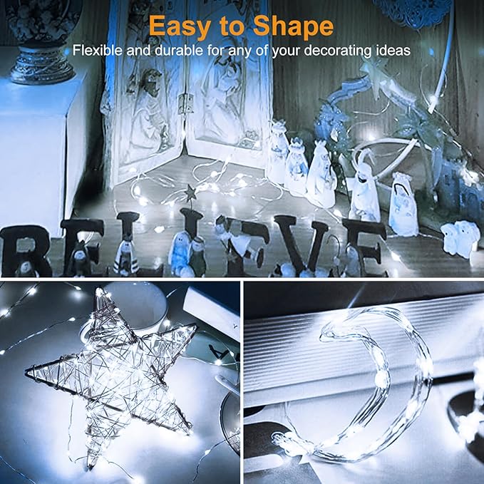 btfarm 20 Pack Fairy Lights Battery Operated, 3 Modes 7ft 20 Led Twinkle Lights, Mini Bulk String Lights Waterproof Silver Wire for Mason Jars Christmas Wedding Vases Centerpiece Decor, Cool White