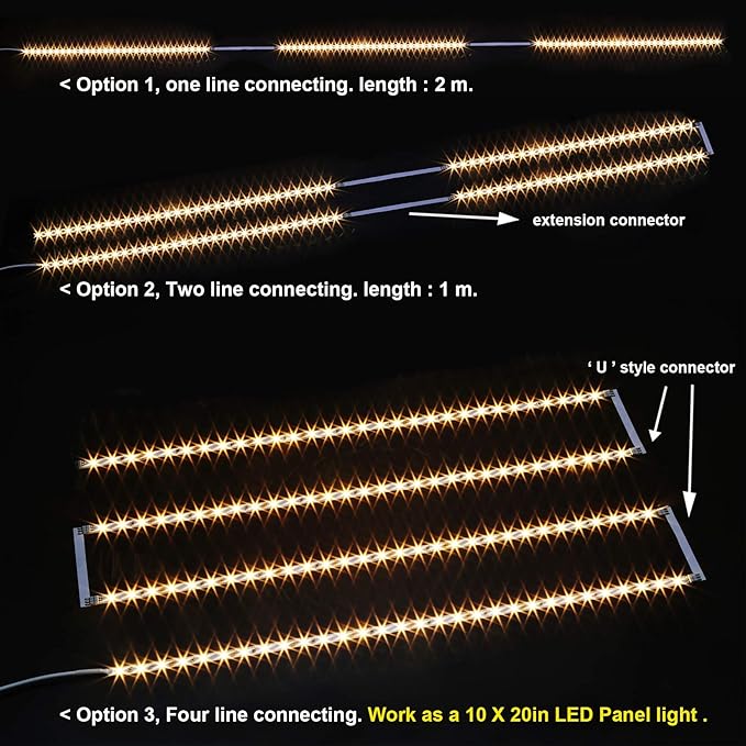 WOBANE Under Cabinet Lighting Kit,Flexible LED Strip Lights Bar,Under Counter Lights for Kitchen,Cupboard,Desk,Monitor Back,Shelf,6.6 Feet Tape Light Set,ETL Listed,120 LEDs,1100lm,2700K WarmWhite