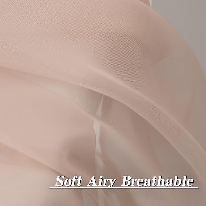 HUTO Blush Pink Sheer Curtains 84 inches Long for Bedroom Top Rod Pocket Sheer Window Panels Curtains for Nursery Living Room 52 by 84 Inch Length Set of 2 Panels