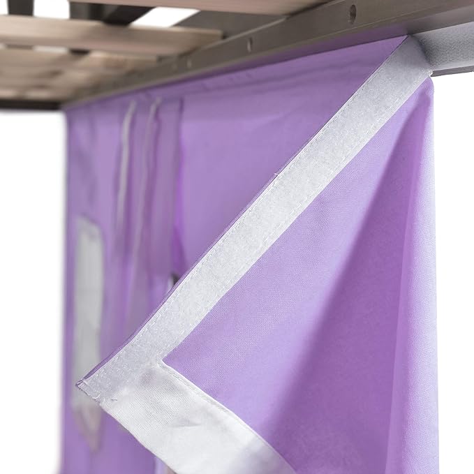 Max & Lily Underbed Curtain for Low Bunk Bed/Low Loft Bed, Play Curtain for Kids, Cotton Privacy Curtain for Bottom Bunk, 2 Panel Curtain Set Purple/White