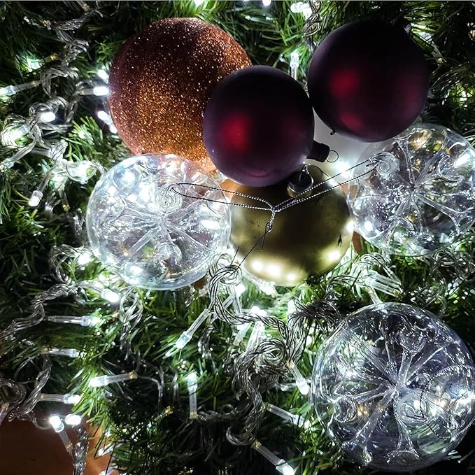 Christmas String Lights, 66FT 200 LEDs White Chritsmas Tree Lights Indoor String Lights 8 Modes with End-to-End Plug Fairy Lights Decoration for Indoor Outdoor, (Clear Wire)