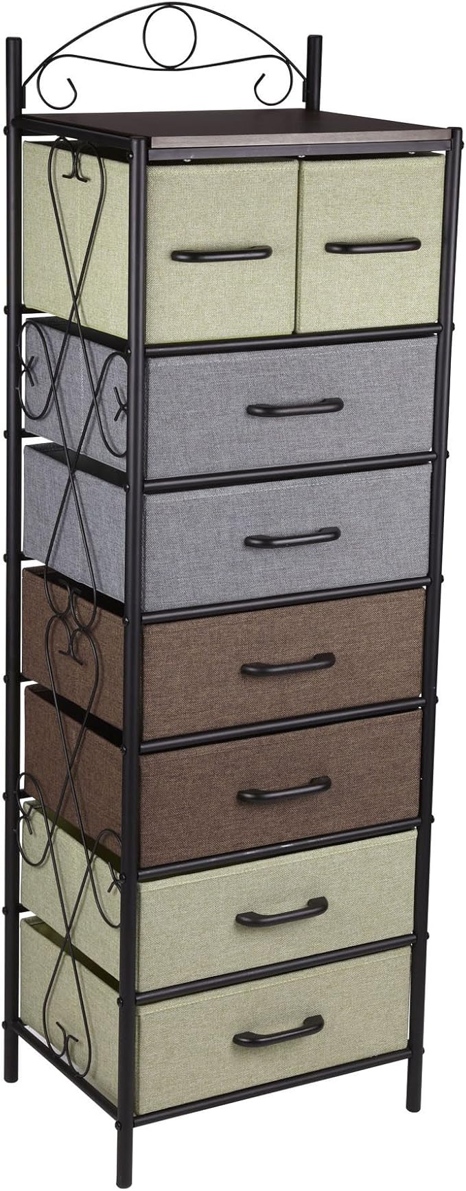 Household Essentials Victorian Style 8-Drawer Tower Storage Organizer Unit, Multicolor