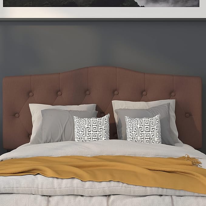 Flash Furniture Cambridge Button Tufted and Diamond Stitched Upholstered Full Size Headboard in Camel Fabric