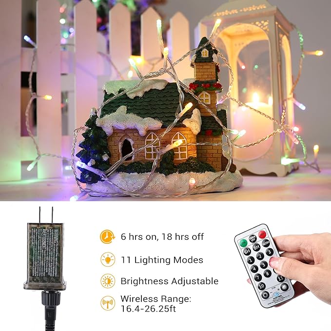 Brizled Christmas Lights, 65.67ft 200 LED Tree Lights Color Changing, 11-Function Warm White & Multicolor Christmas Light String, Connectable 29V Adapter Fairy Lighting with Remote for Xmas Tree Party