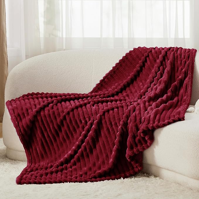 Bedsure GentleSoft Deep Red Blanket for Couch - Cozy Soft Blankets for Women, Cute Small Throws for Girls, 50x60 Inches