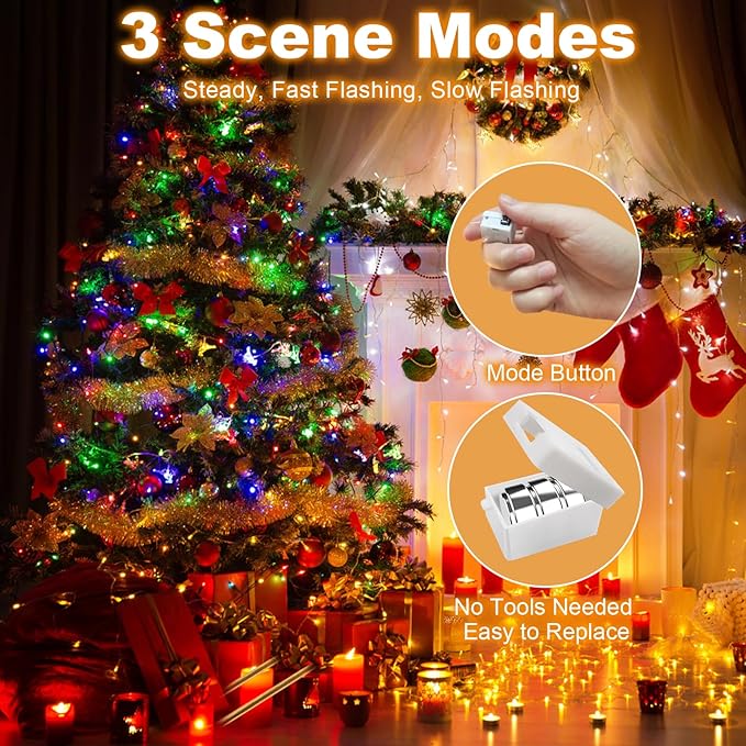 30 Pack Fairy Lights Battery Operated - 3 Speed Modes, 7Ft 20 LED String Twinkle Lights, Waterproof Copper Wire, Mini Firefly Light for Mason Jars Vases Christmas Decor, Multi-Colored