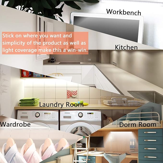12 Inch Under Cabinet LED Light with Memory Function, Cold White 6000K, Slim Dimmable Workbench Light, Without Plug