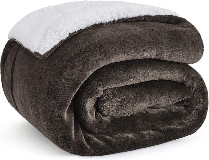 Bedsure GentleSoft Sherpa Fleece Throw Blanket Twin Size for Couch - Thick and Warm Throw for Women and Men, Soft Fuzzy Plush Twin Blanket for Winter, Brown, 60x80 Inches